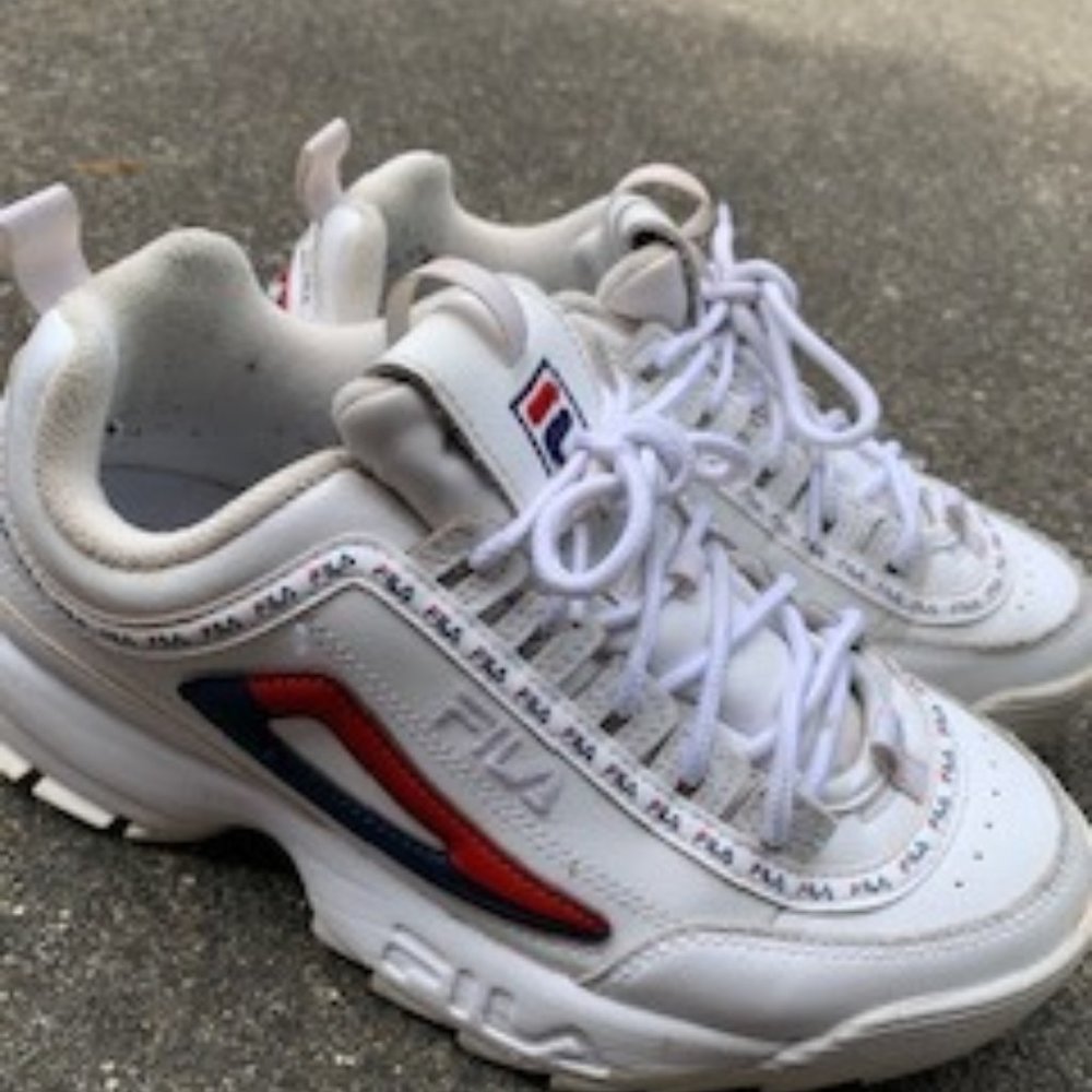 Leather Fila Disruptor Tape (8.5 Women)